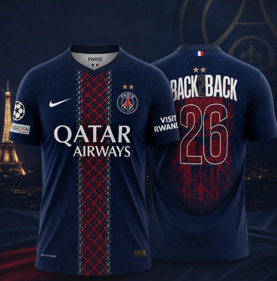 Nouveau Maillot du Paris-Saint-Germain PSG Edition Back to Back ( 2 étoiles)